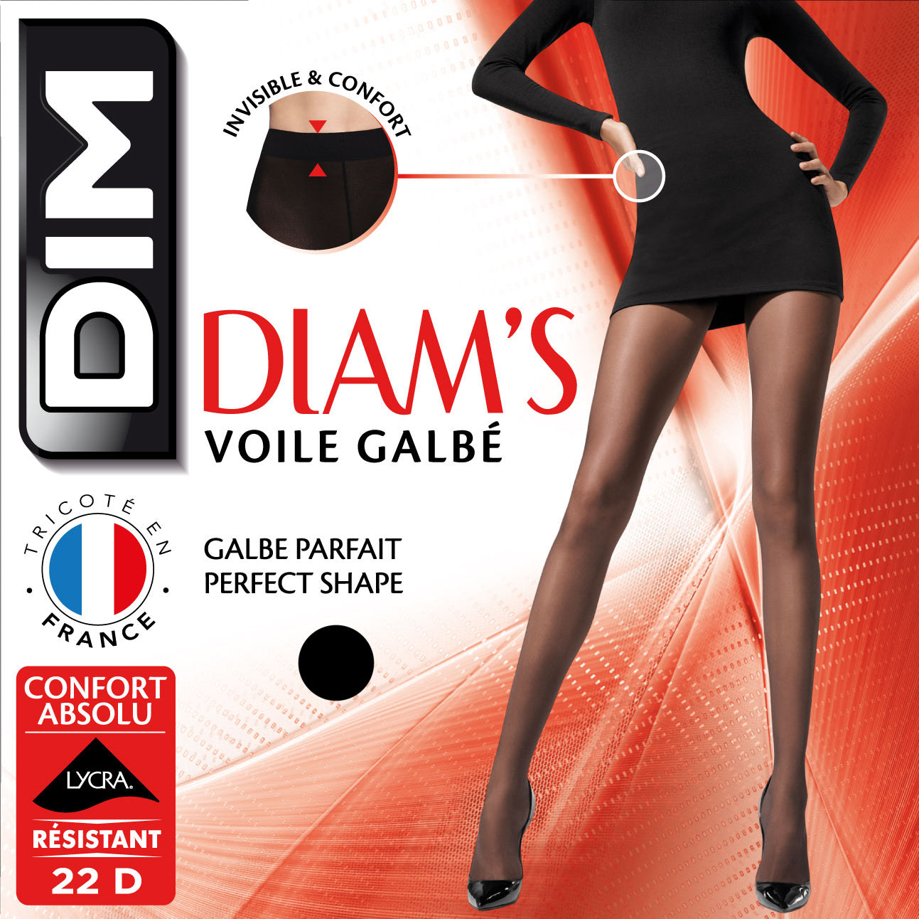 Diam’s Voile Galbé 22den sheer shaping tights in black - D1141