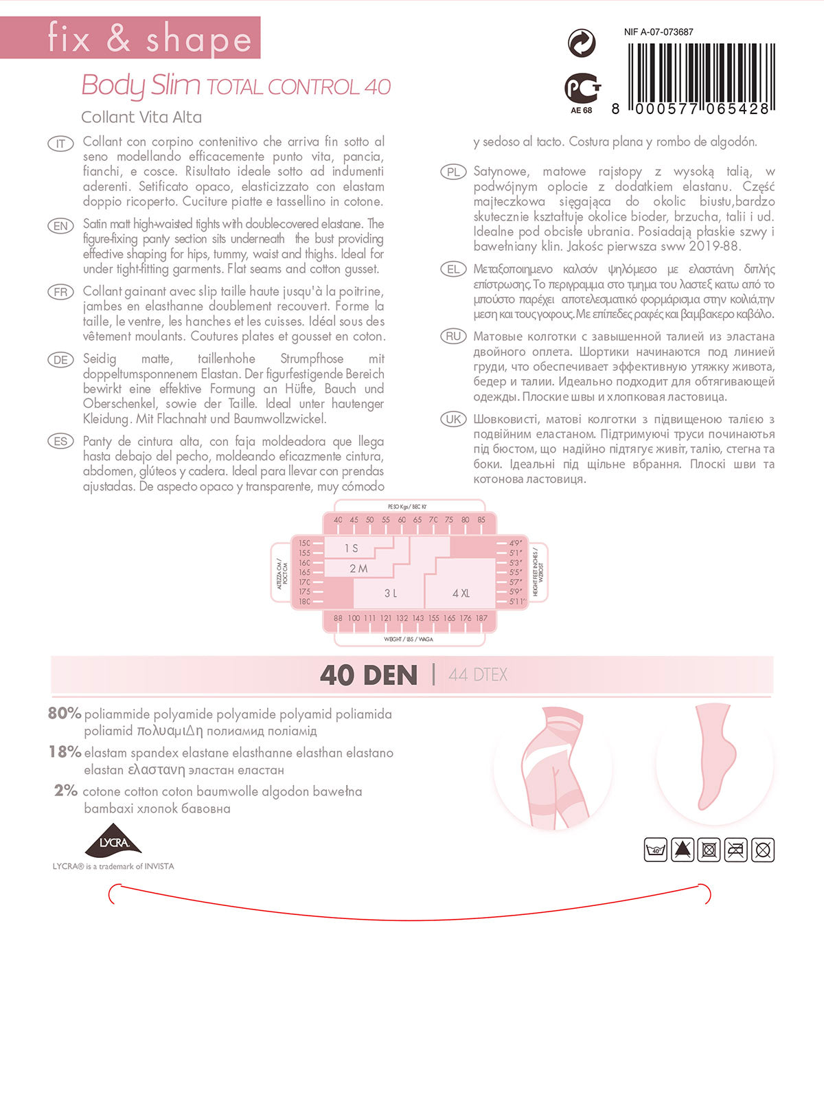 Body Slim Total Control 40 DEN sokkabuxur